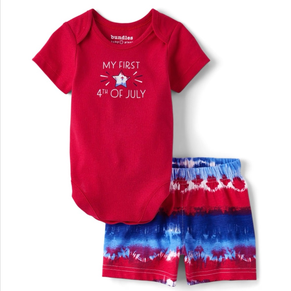 NWT Unisex Baby First Fourth Of July 2-Piece Playwear Set